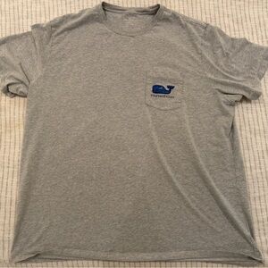 Vineyard Vines Gray Short-Sleeve Pocket Tee with Blue Whale Logo